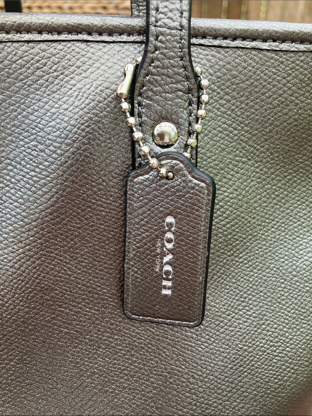 Coach Metallic Pewter Silver City Zip Top Tote F16224 - Picture 3 of 12